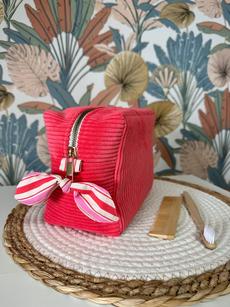 Trousse de toilette en velours Pink Lady
