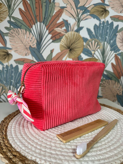 Trousse de toilette en velours Pink Lady