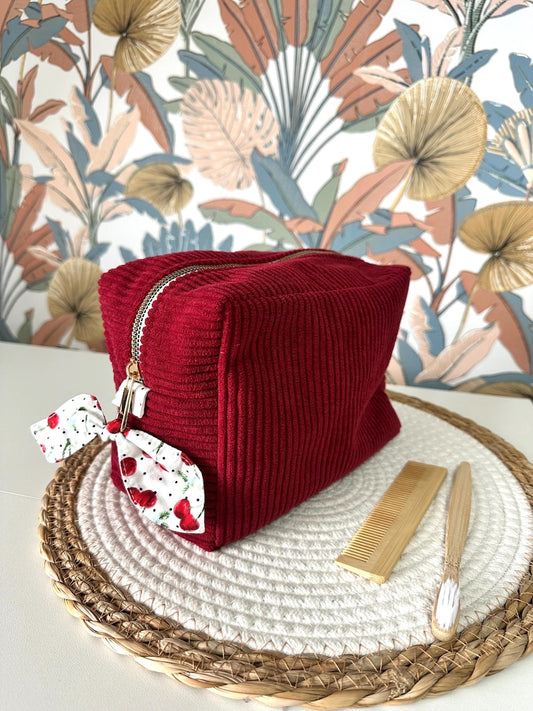 Trousse de toilette en velours Cerises