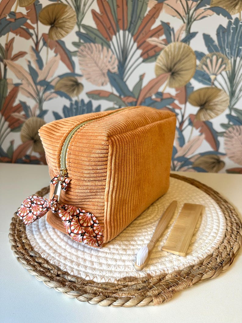 Trousse de toilette en velours Ambre