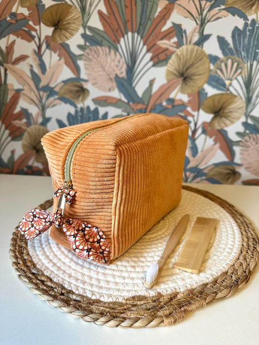 Trousse de toilette en velours Ambre