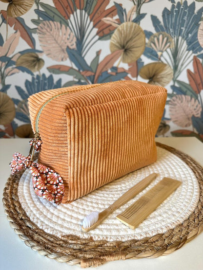 Trousse de toilette en velours Ambre